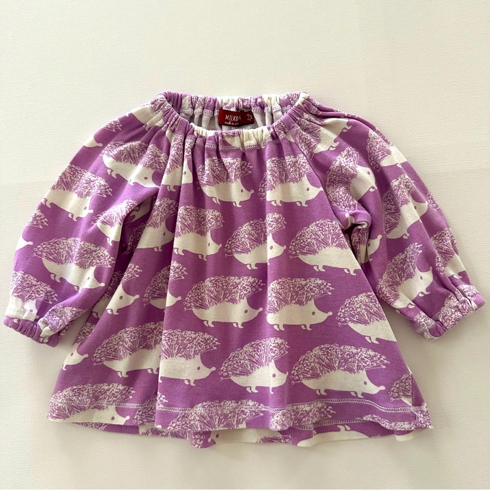 Milkbarn 3-6 Months Baby Girl Hedgehog Long Sleeve Top Organic Cotton